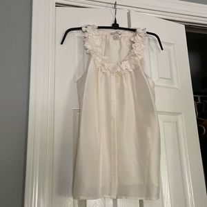 Cream petal collar, sleeveless blouse. Size 2